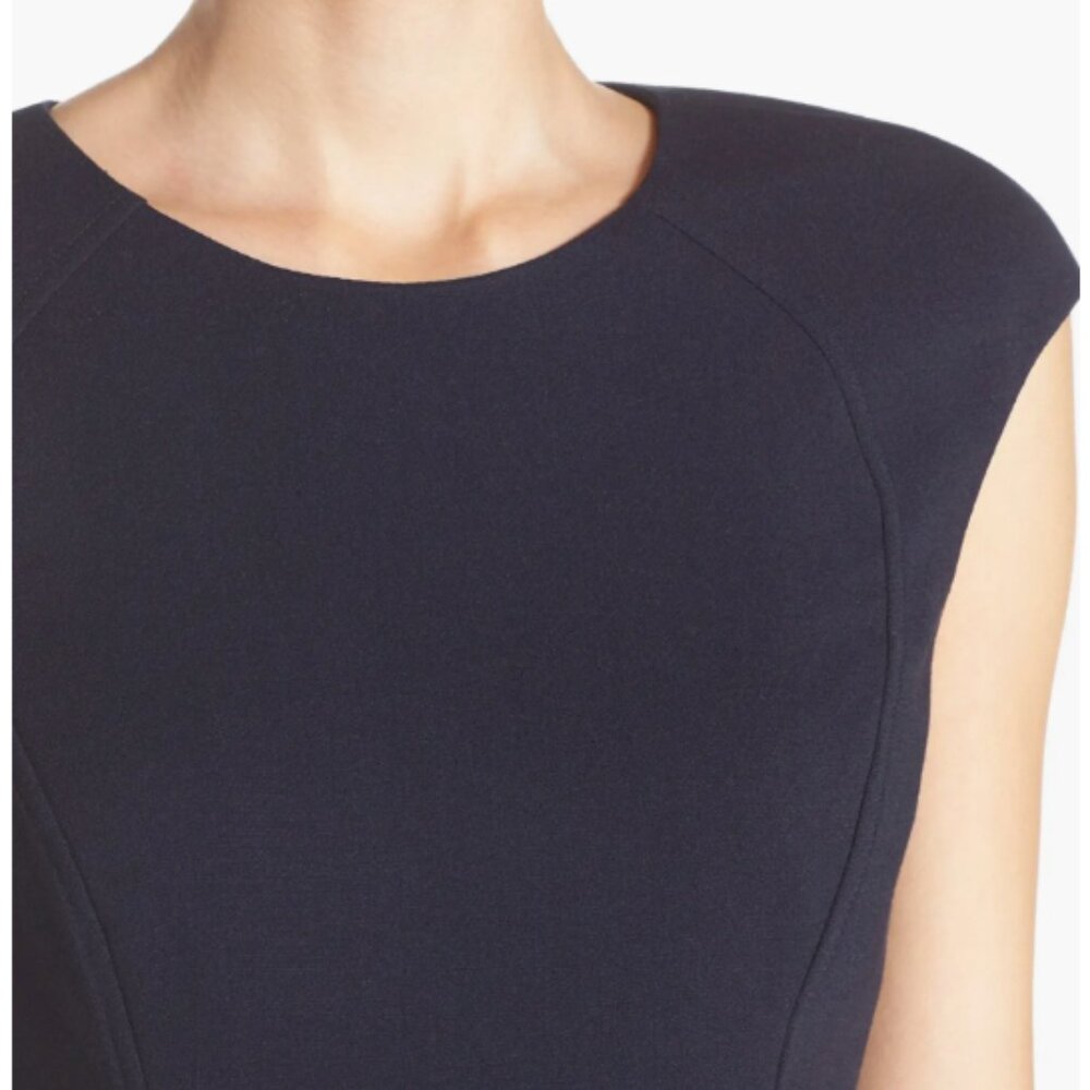 Eliza J Cap Sleeve Crepe Sheath Dress Navy Blue Size 6 - Picture 3 of 11